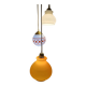Suspension 3 globes vintage opaline orange et blanc