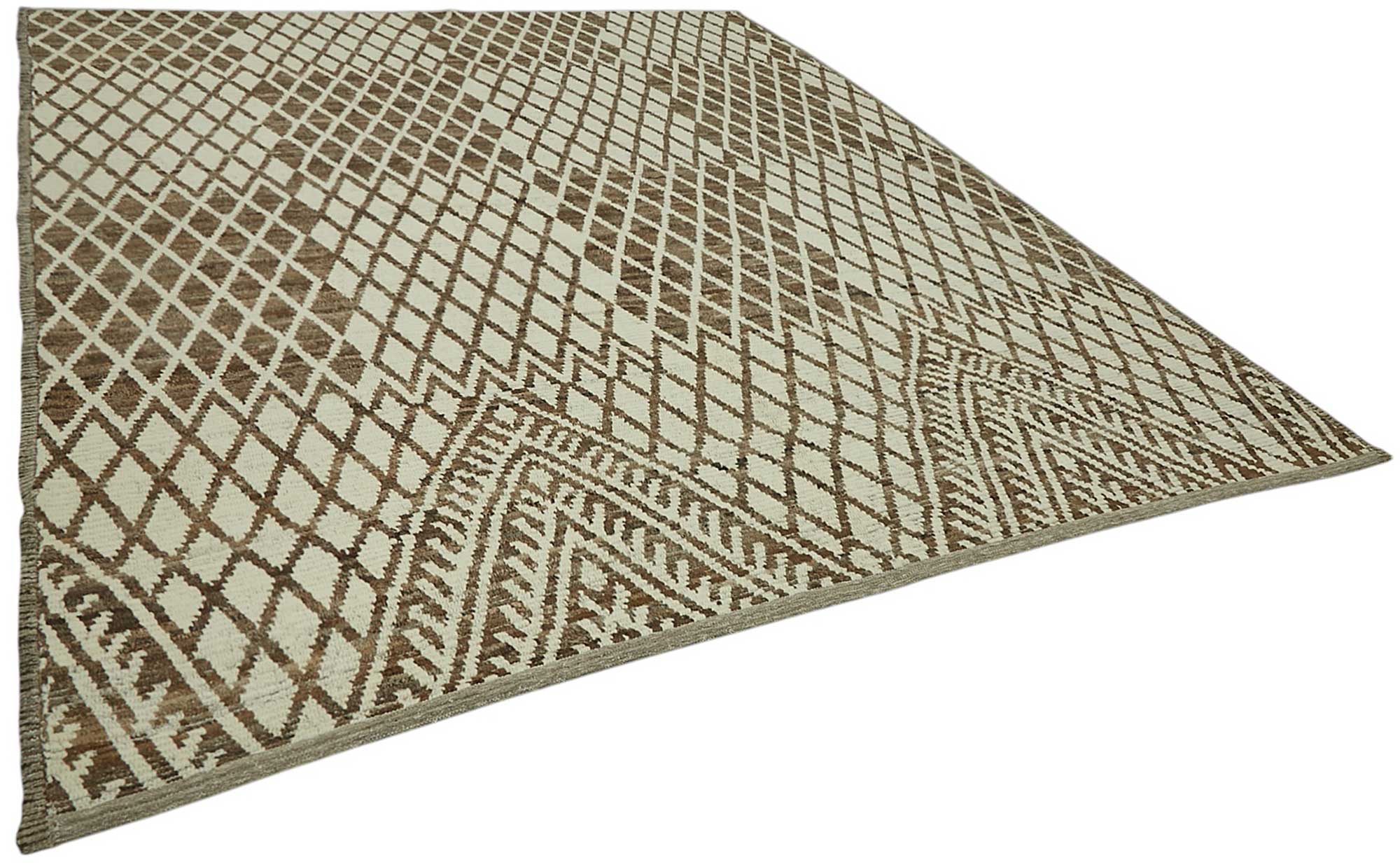 Hand-Knotted Turkish Contemporary 297 cm x 359 cm Brown Wool Carpet
