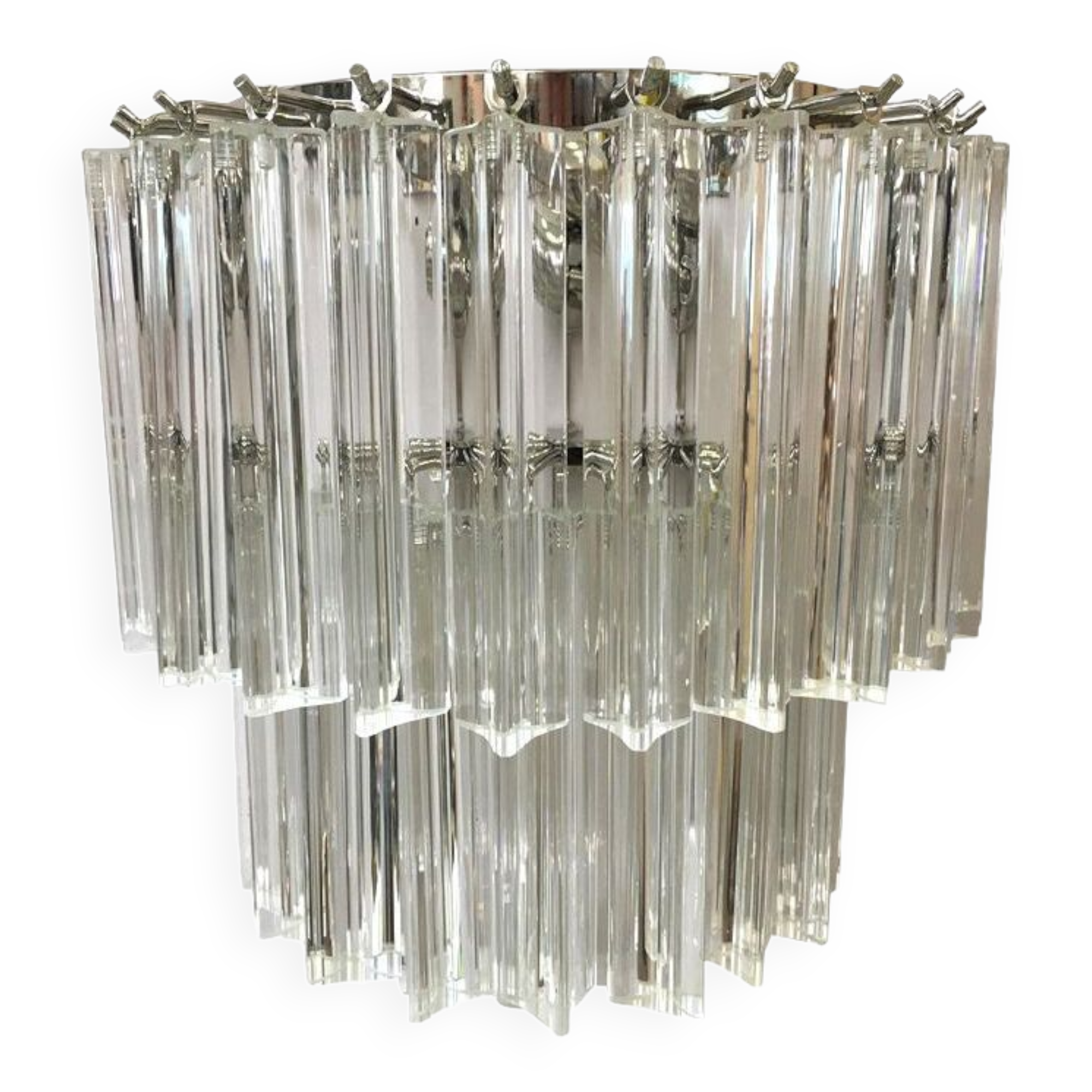 Transparent “Triedro” Murano glass wall sconce