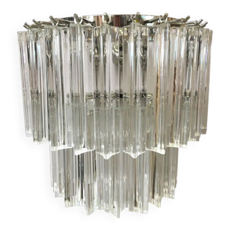 Transparent “Triedro” Murano glass wall sconce