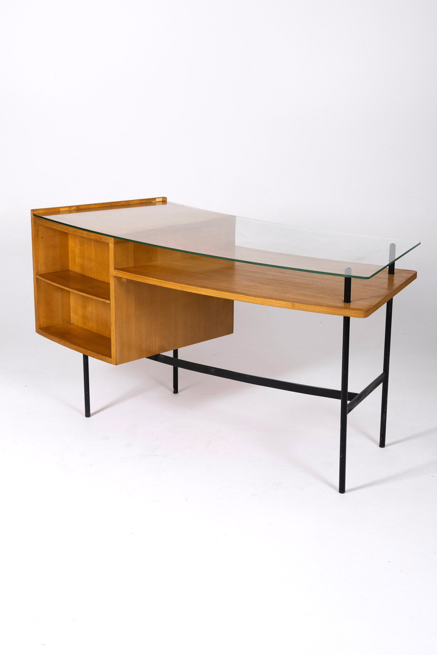 Bureau en bois et verre par Jean René Picard, 1960s
