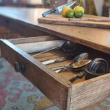 Large solid oak farmhouse table with two drawers 260 cm x 100 cm