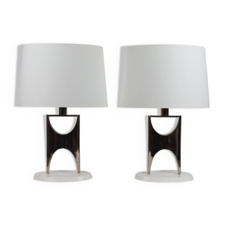 Pair of chrome H lamps from the 1970s