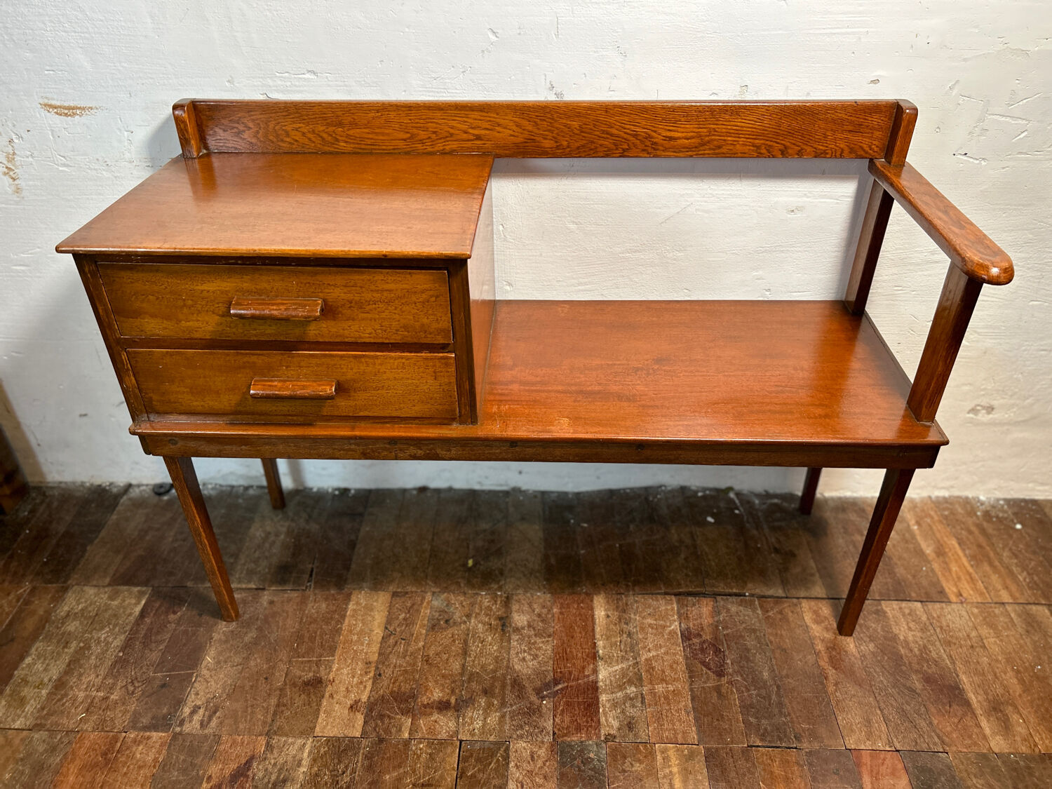 Mid Century Retro Vintage Teak Telephone Seat 1960