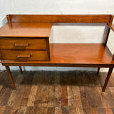 Mid Century Retro Vintage Teak Telephone Seat 1960