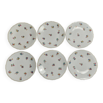 Assiettes à dessert série de six porcelaine de Limoges Legrand