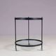 1960s round trolley black metal with two glass tops Janni van Pelt Netherlands