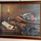 Signed oil-still life on violin