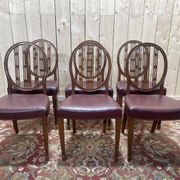 Suite de 6 chaises de style Louis XVI bordeaux