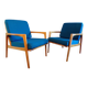 Pair of blue jersey Scandinavian armchairs