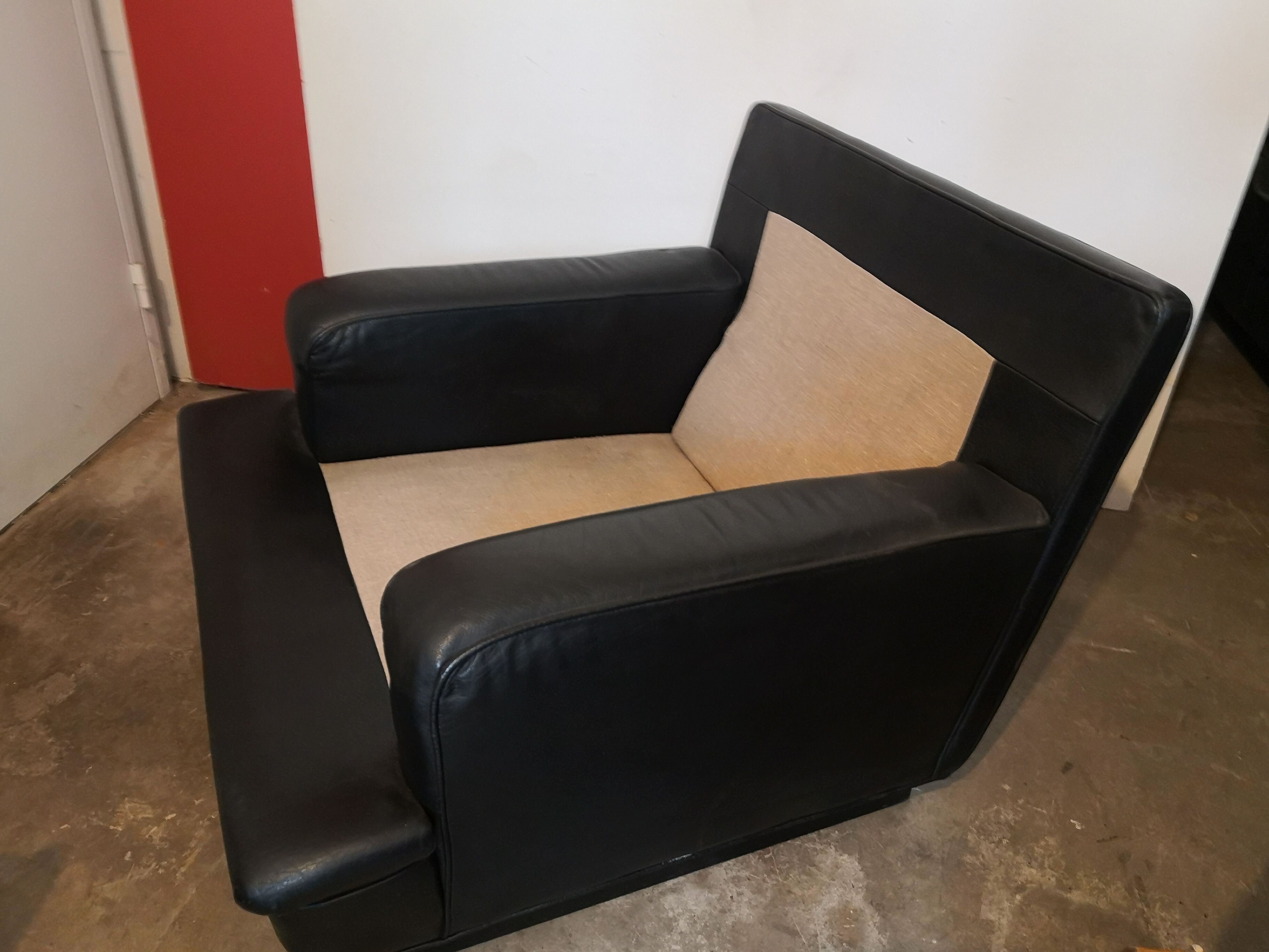 Black leather armchair