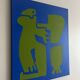 Original cubist canvas painting "happy blue men" by Bodasca