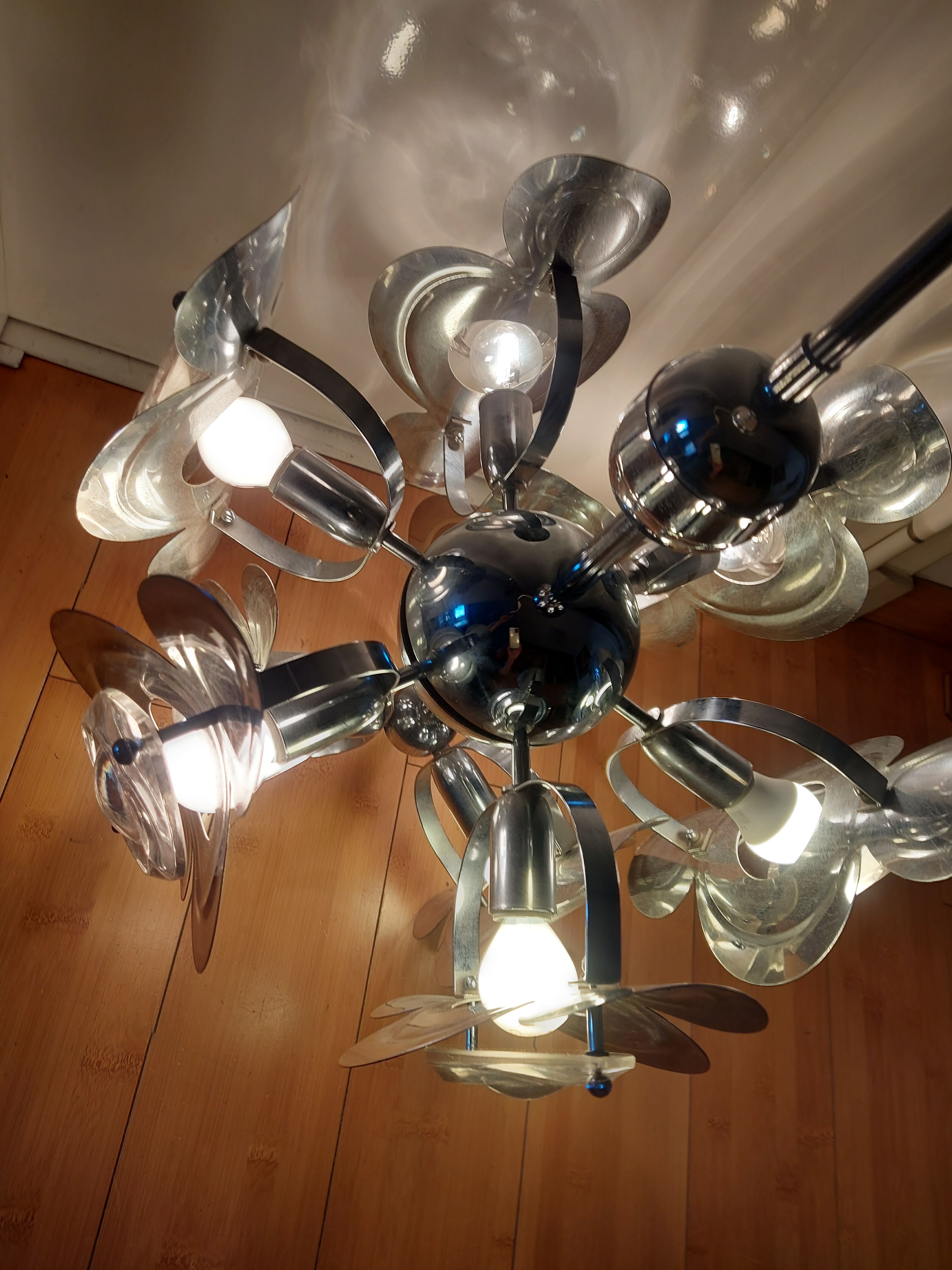 Vintage chandelier 70'S Oscar Torlasco , 9 lights