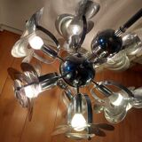 Vintage chandelier 70'S Oscar Torlasco , 9 lights