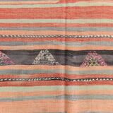 5x9 Rug For Living Room Salmon Green Kilim Rug, 145x288Cm