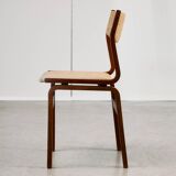 Mid-Century Bentwood Chair Set in Stained Beech with Wool Upholstery