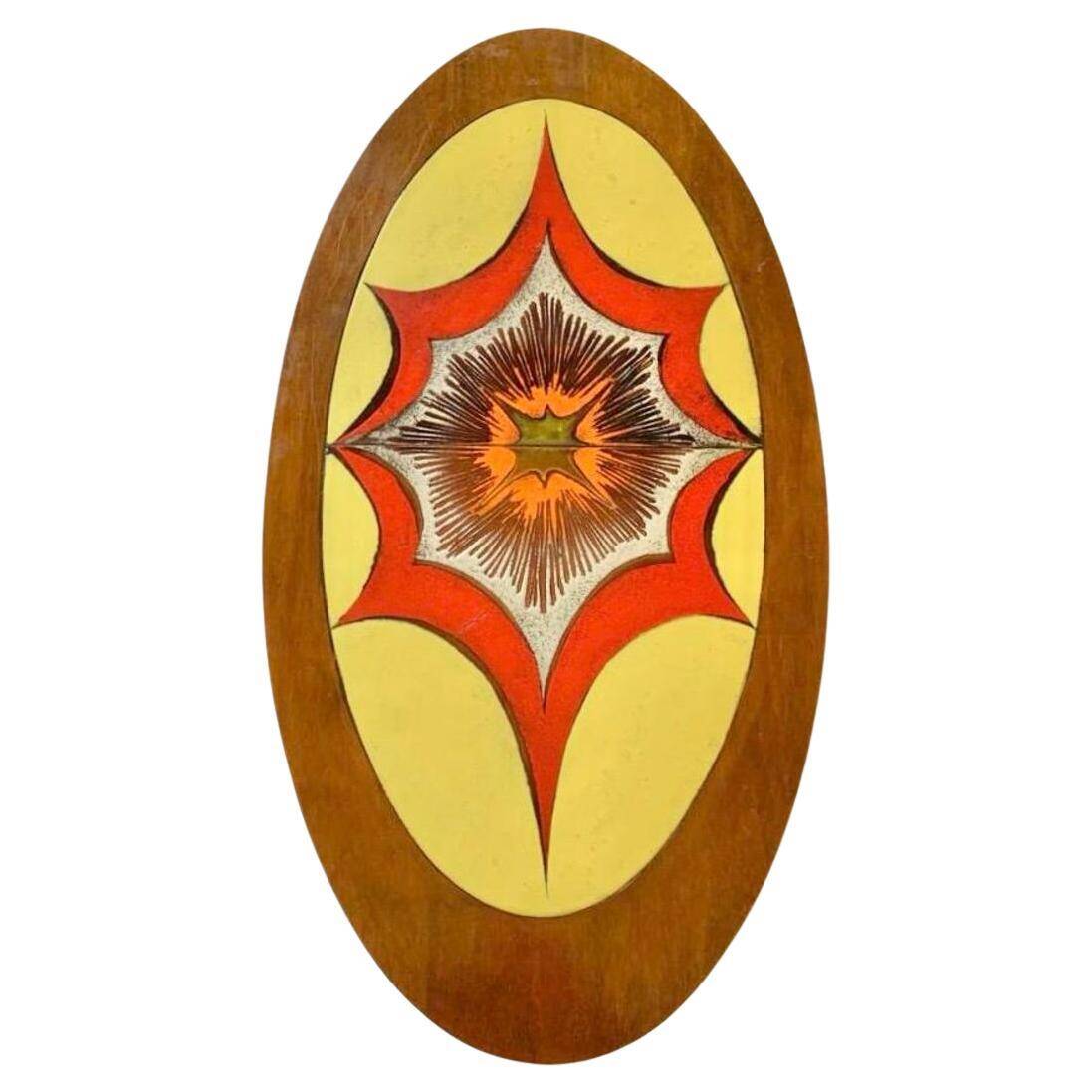 Vintage oval coffee table in solid walnut, Italy 1960s