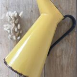 Mustard yellow enamelled sheet metal pitcher