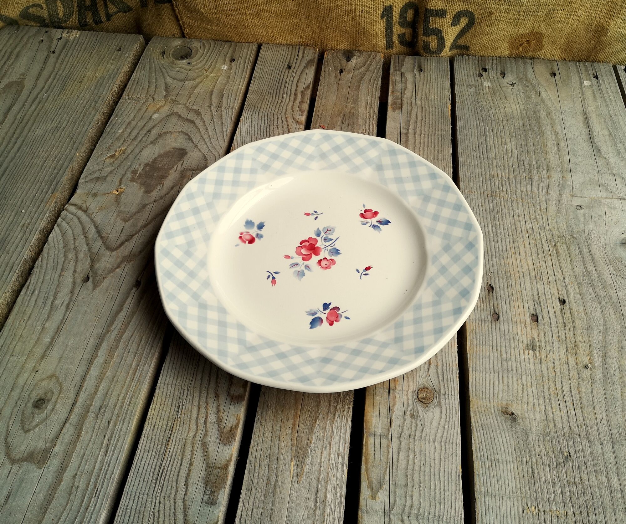 Old Round Plate in Ceramics by Digoin Sarreguemines Model Bastia