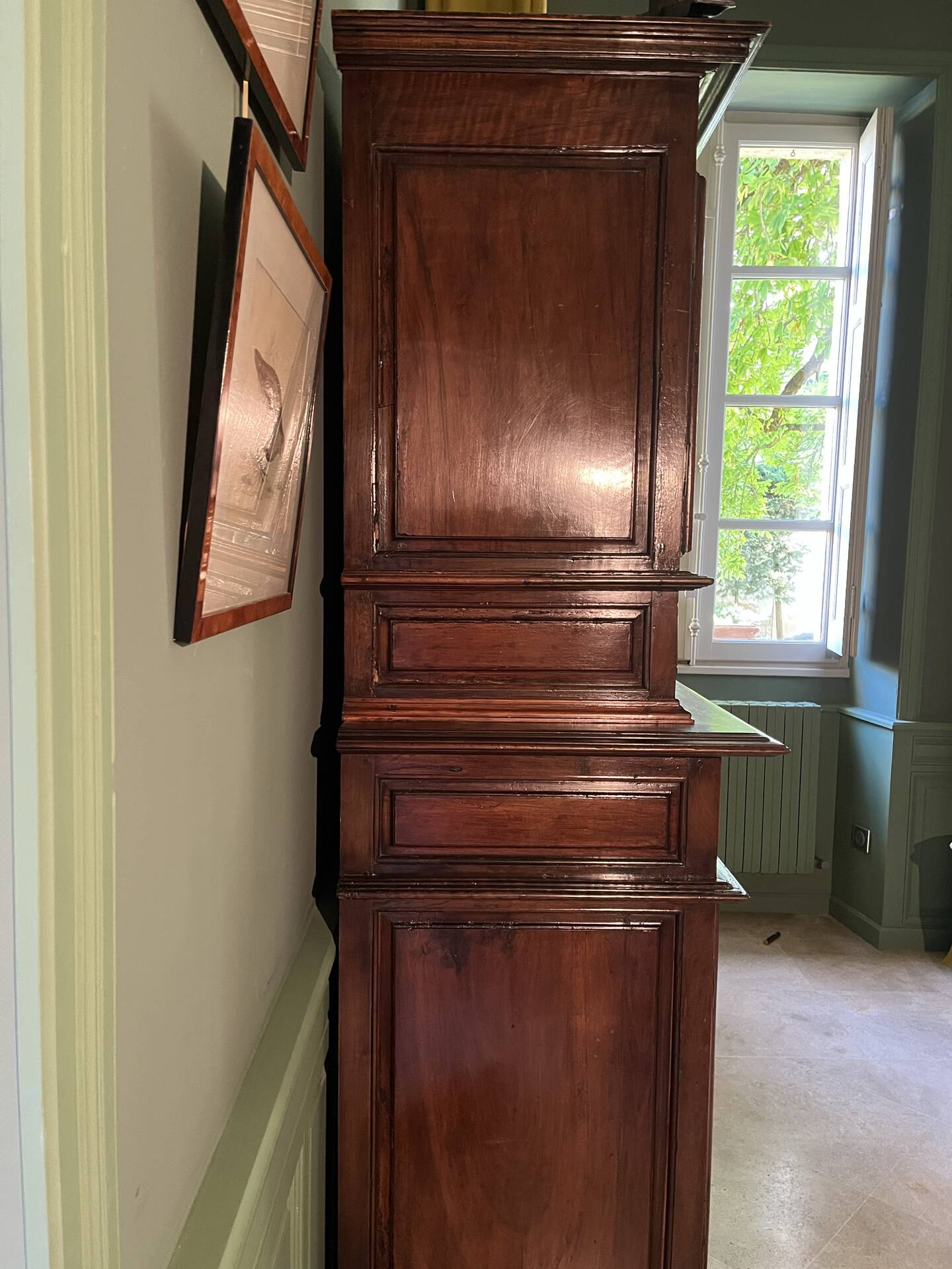 Two-body walnut buffet, High period regional.