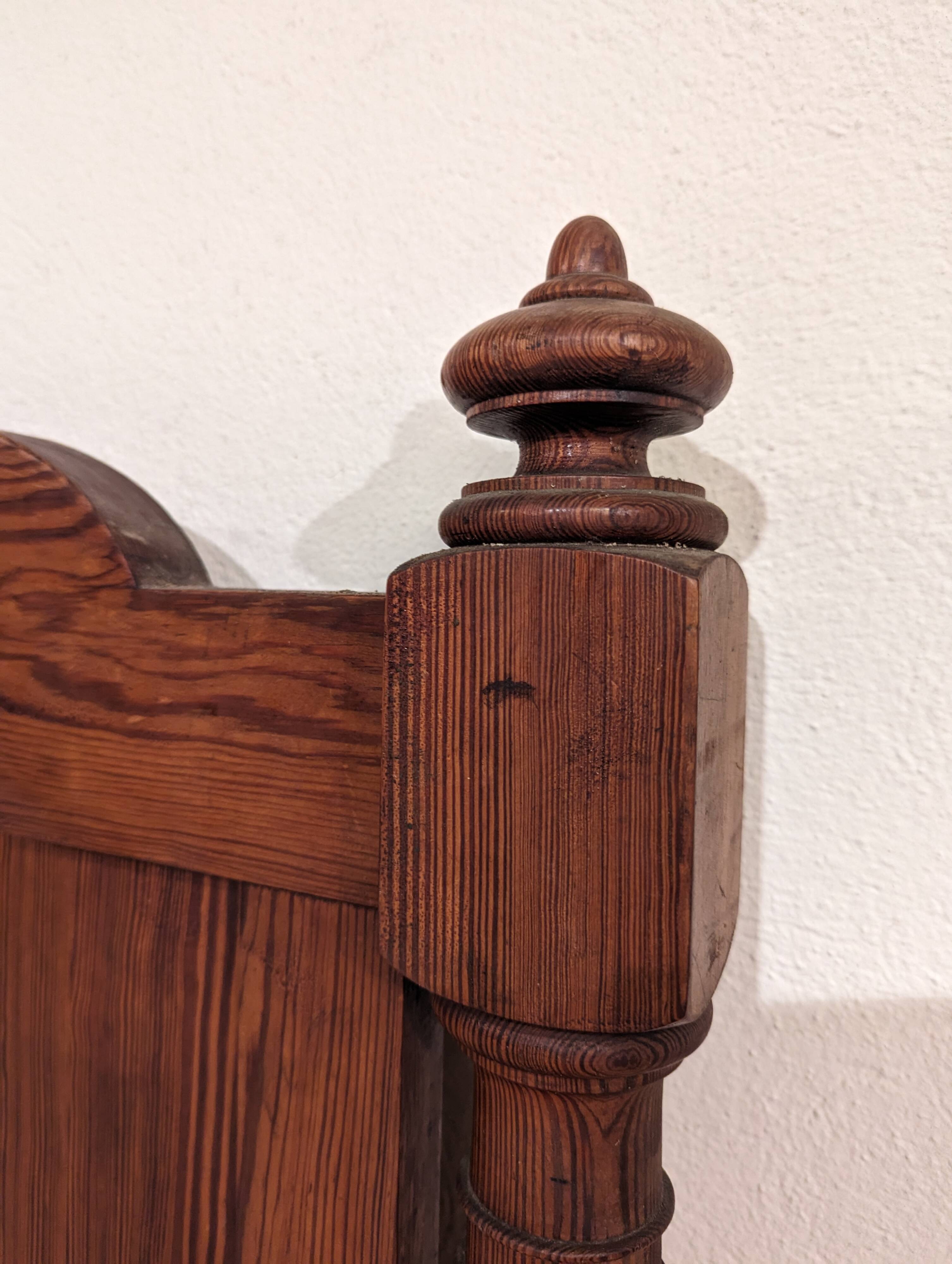 Antique headboard in solid pitch pine