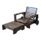 Wooden armchair with ottoman 1965