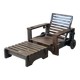Wooden armchair with ottoman 1965