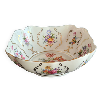 Porcelain salad bowl, Laurioux Foecy flower decoration