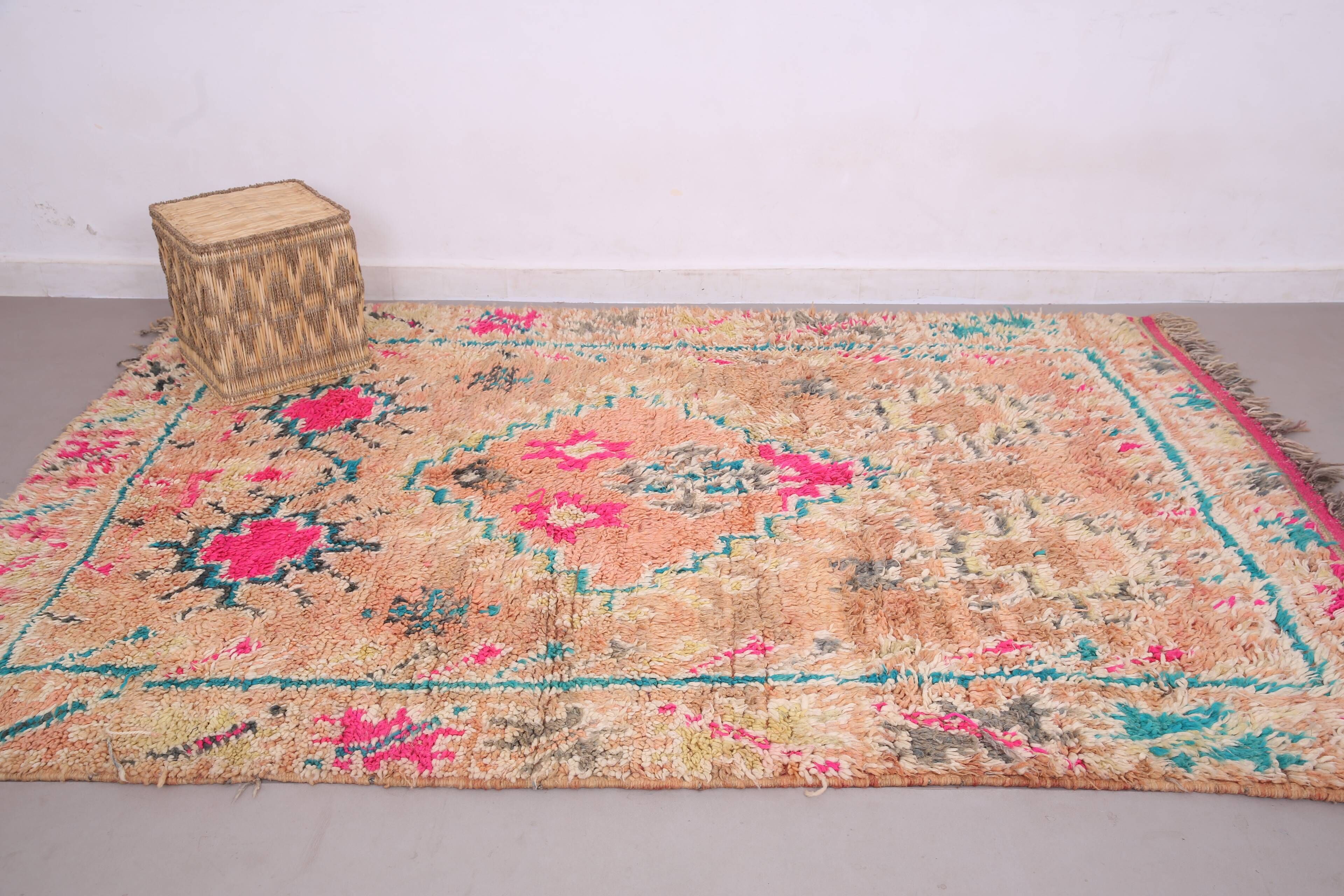 Tapis marocain vintage en laine colorée