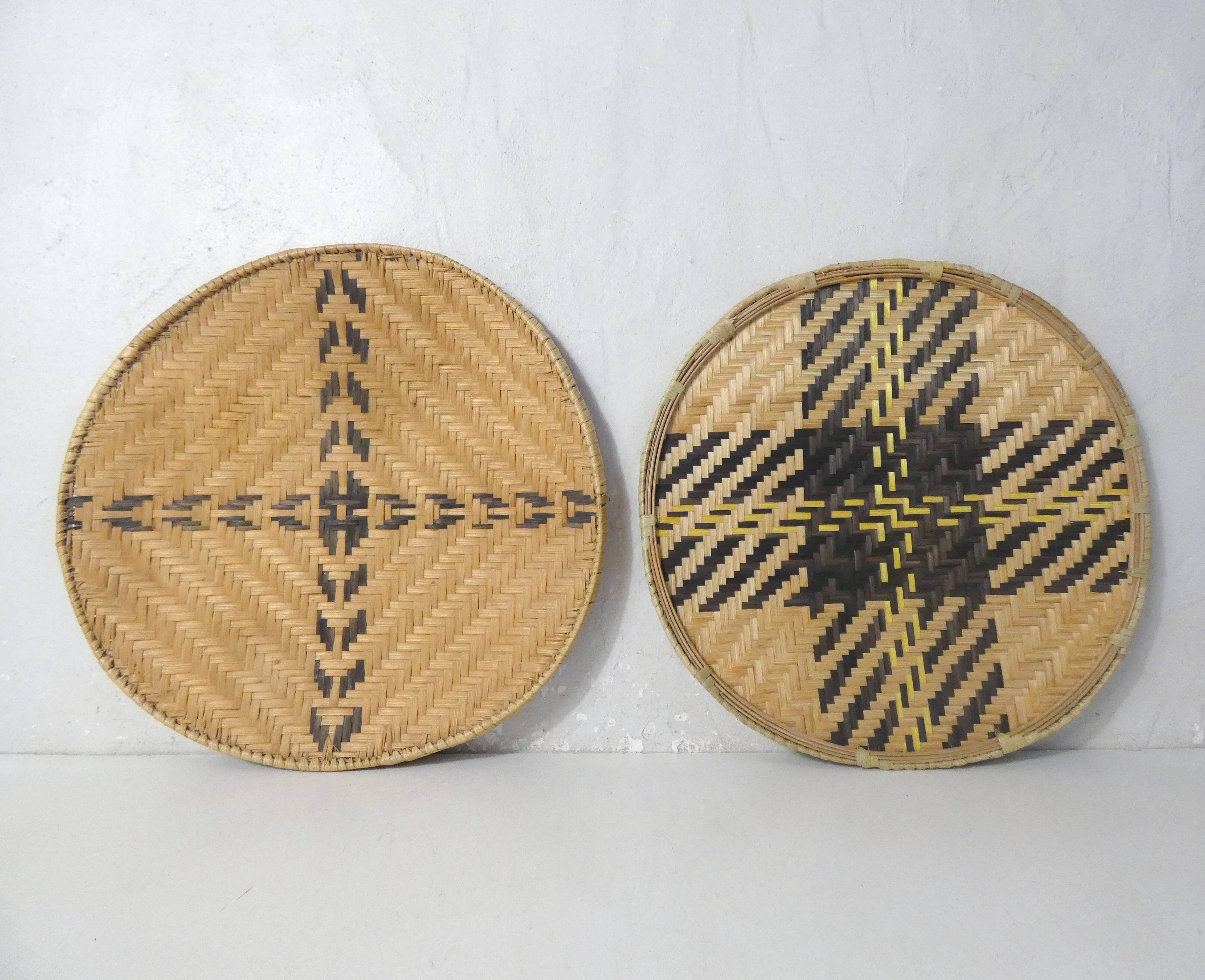 Ethnic rattan and bamboo winnowing trays