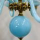 Statement French blue opaline glass chandelier with brass accents, 1960s