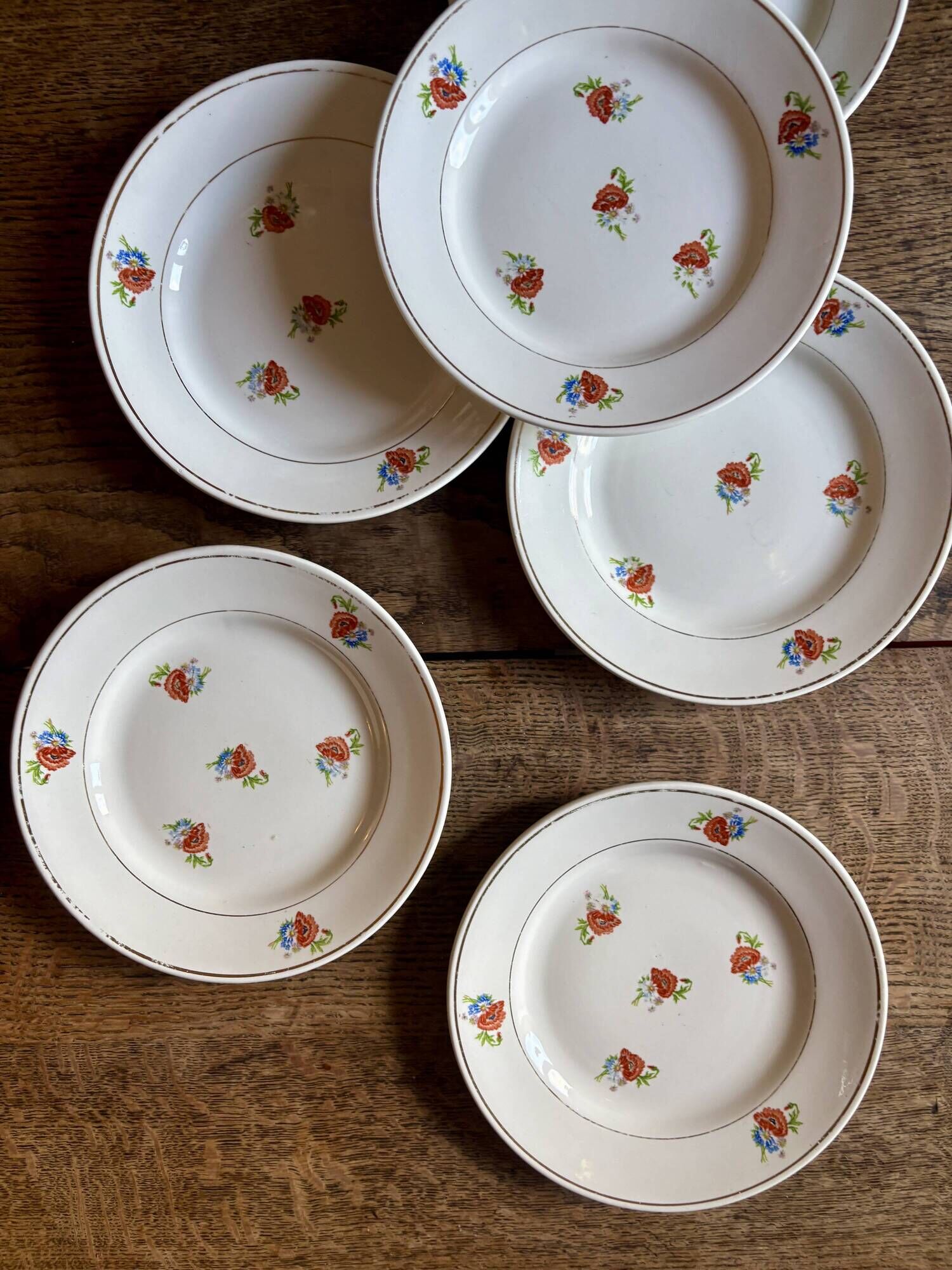 Lot de 6 assiettes à dessert vintage Moulin des Loups