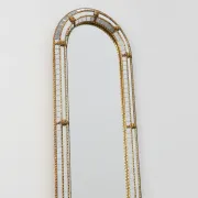 Venetian Style Arched Mirror with Gilt Beaded and Glass Frame, Italy, 20th