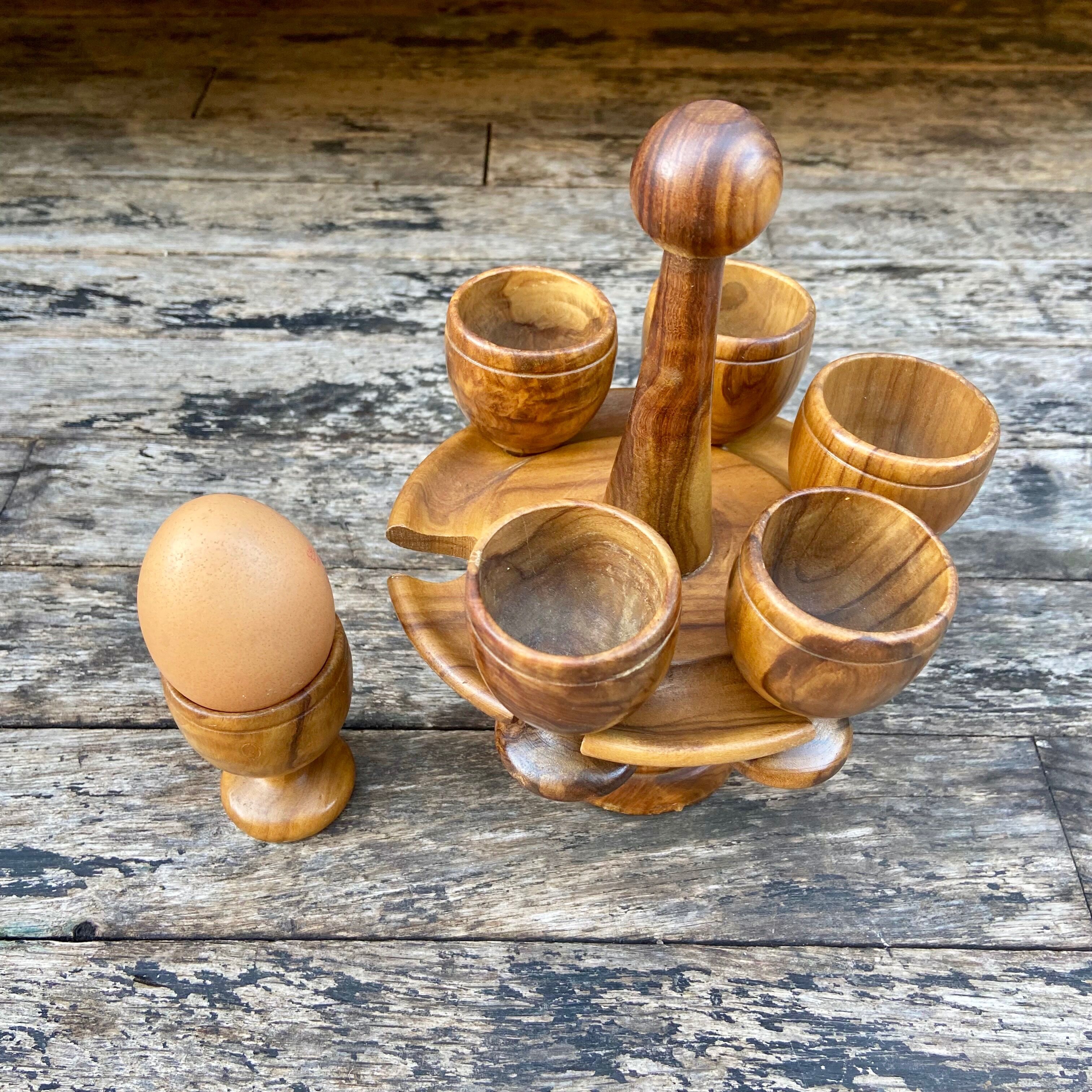 Serviteur 6 coquetiers en bois d'olivier