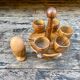 Serviteur 6 coquetiers en bois d'olivier
