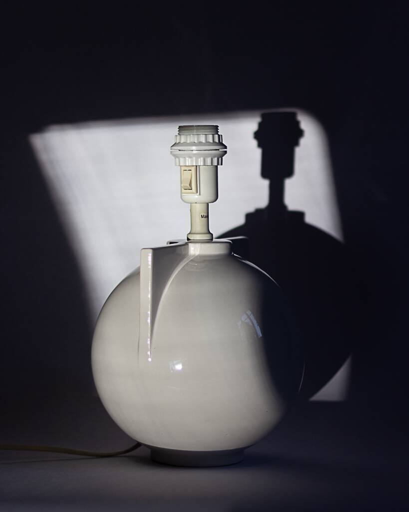 Racket white ceramic lamp base, Ikea, 1989