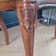 Antique wooden and velvet ottoman stool