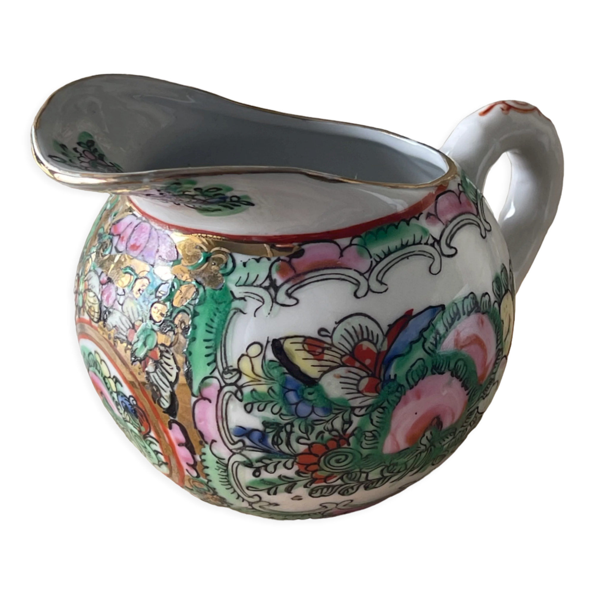 Crémier pichet saucière service à thé en porcelaine chinois Macau Macao famille rose