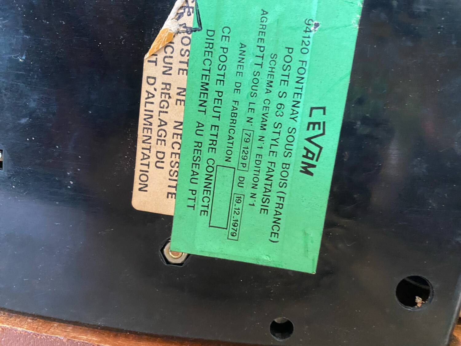 Vintage telephone leather wood brass