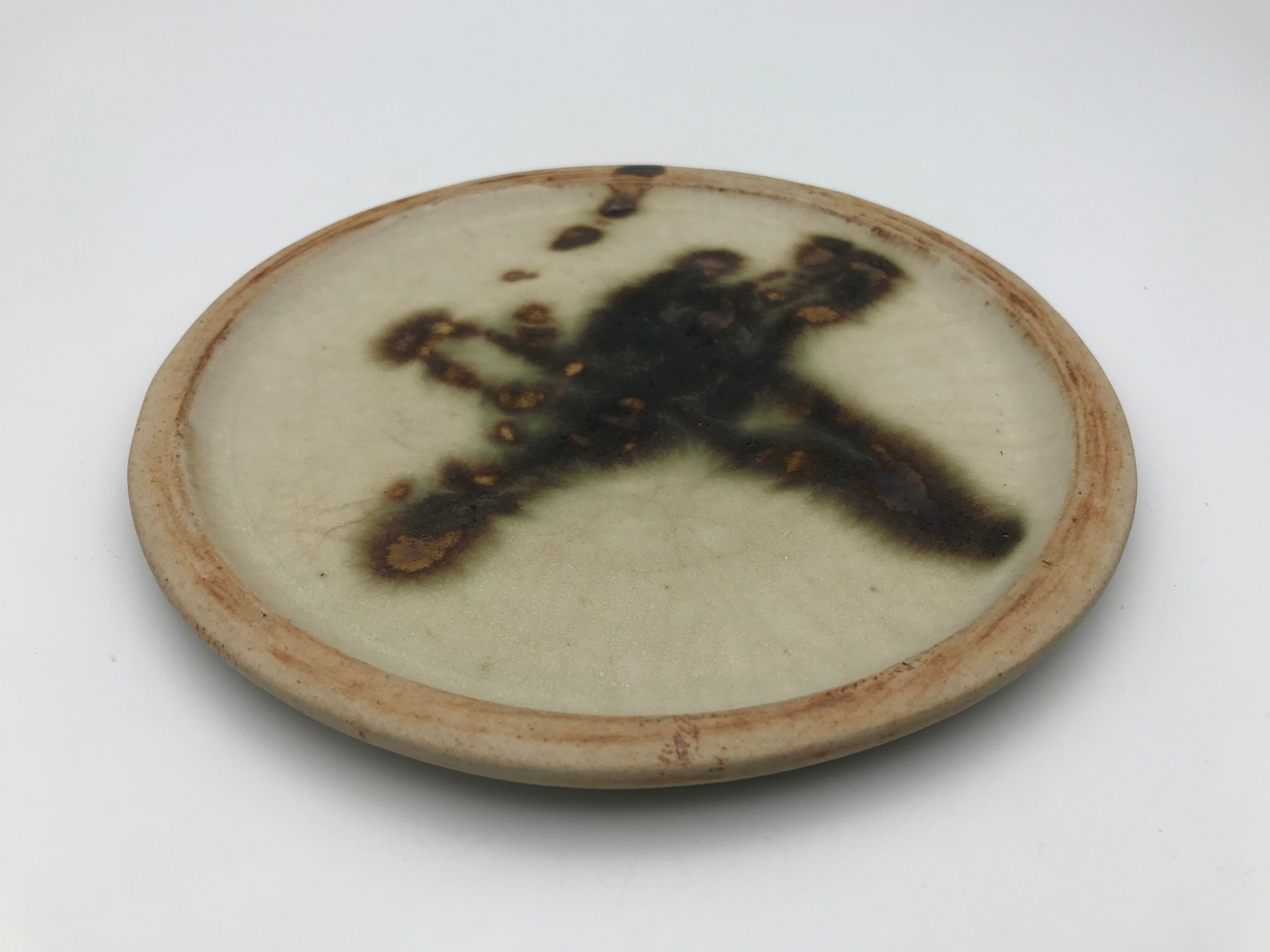 Plate vintage pottery la colombe in stoneware artistic effect vallauris 17,8 cm