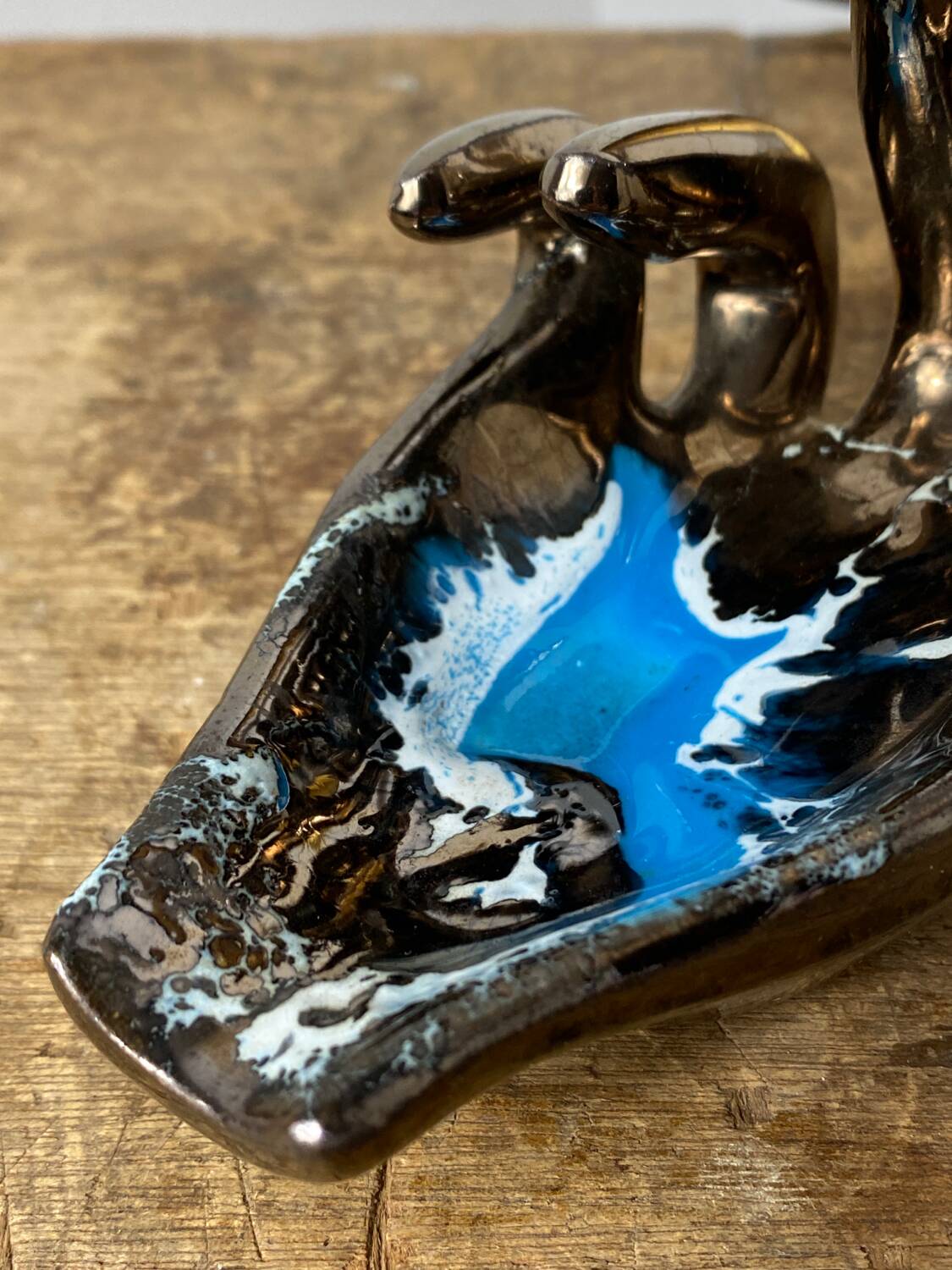 Vallauris iridescent ceramic hand emptier