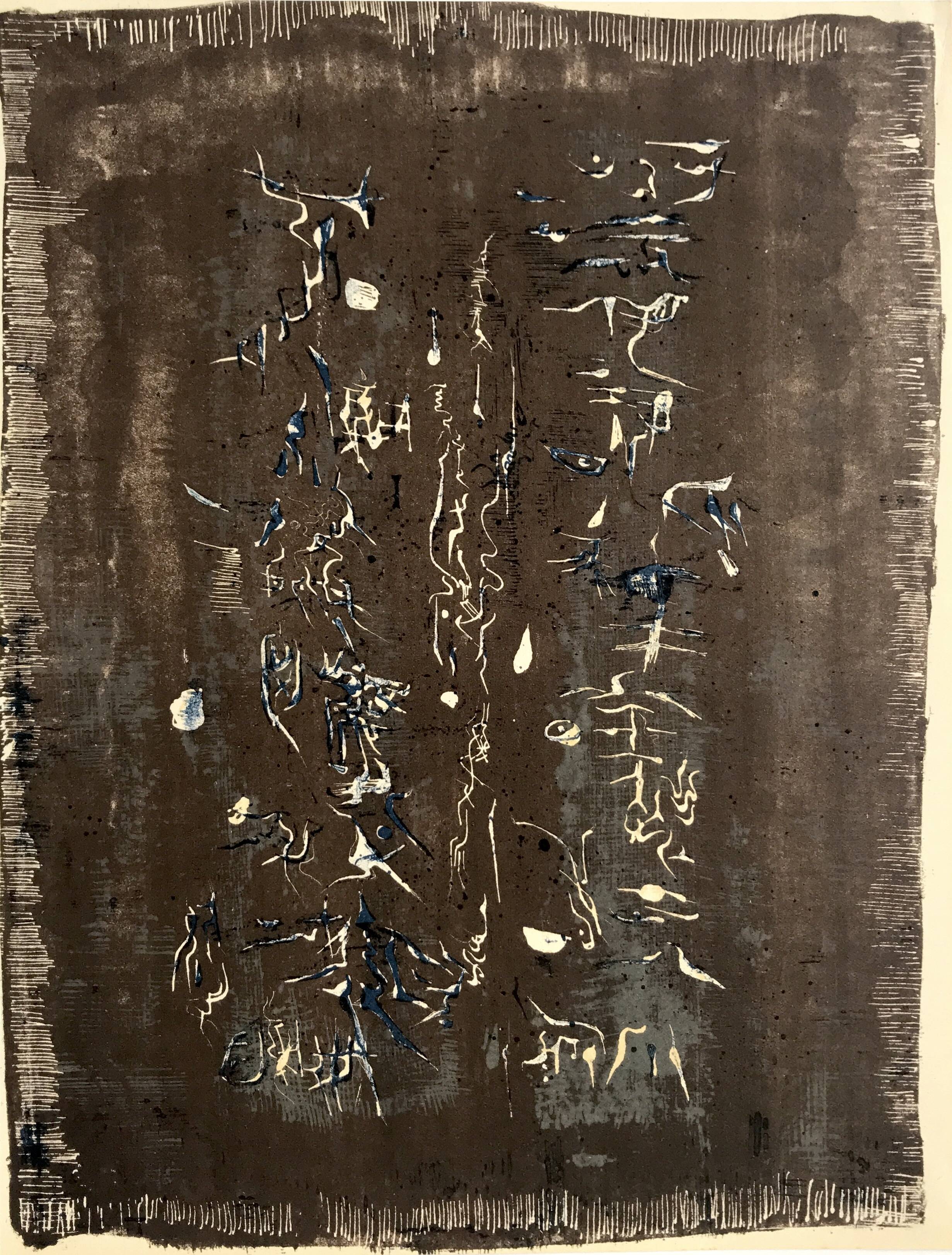 Original lithograph by zao wou-ki, untitled, 1957 (agerup 113)