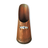 Copper coal bucket handle in white and blue earthenware