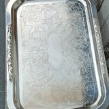 Silver metal serving tray