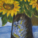 Sunflower painting signed M.C. Weiss