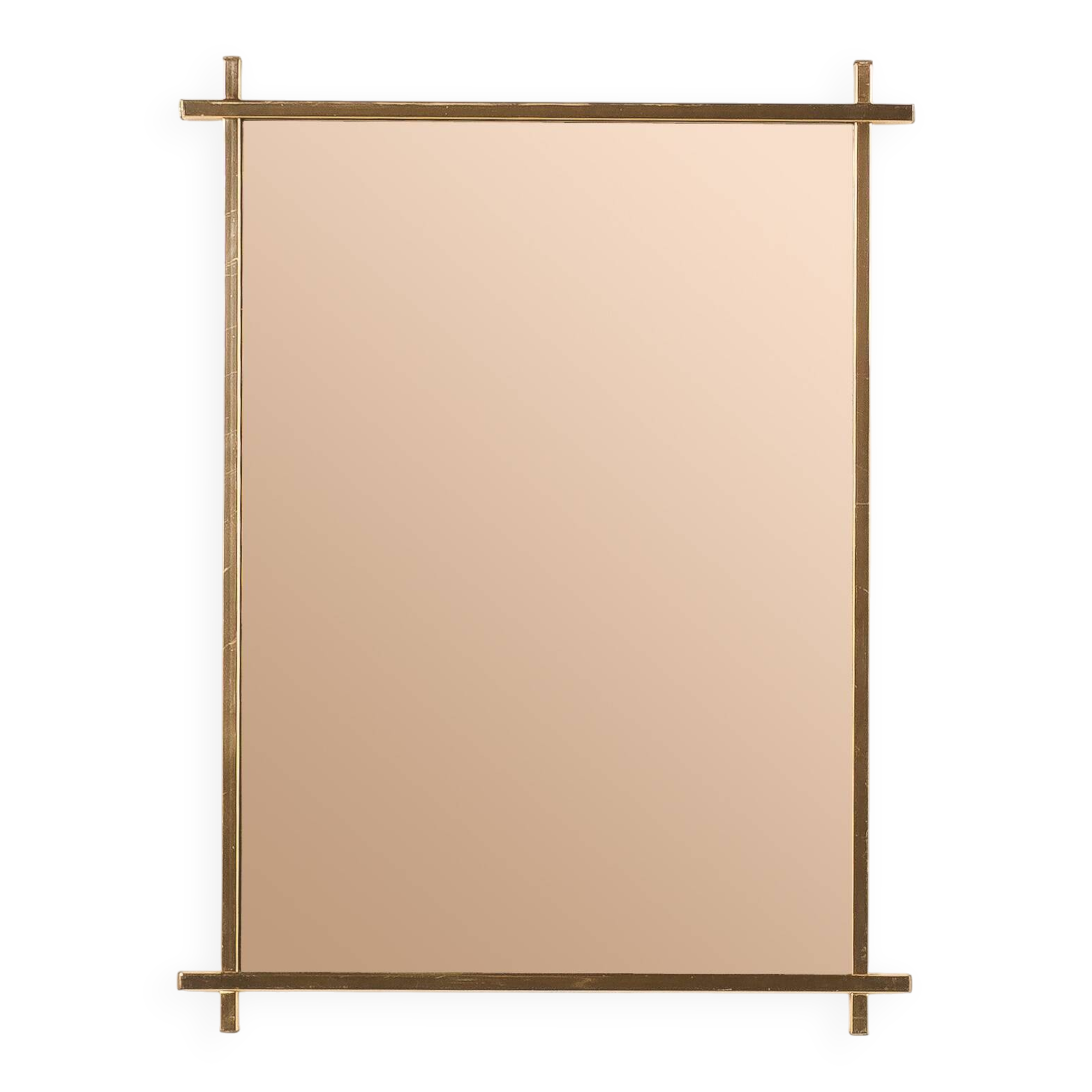 Italian mid century brass mirror in the style of Romeo Rega, 1970s