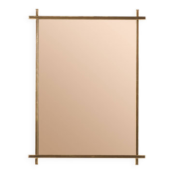 Italian mid century brass mirror in the style of Romeo Rega, 1970s
