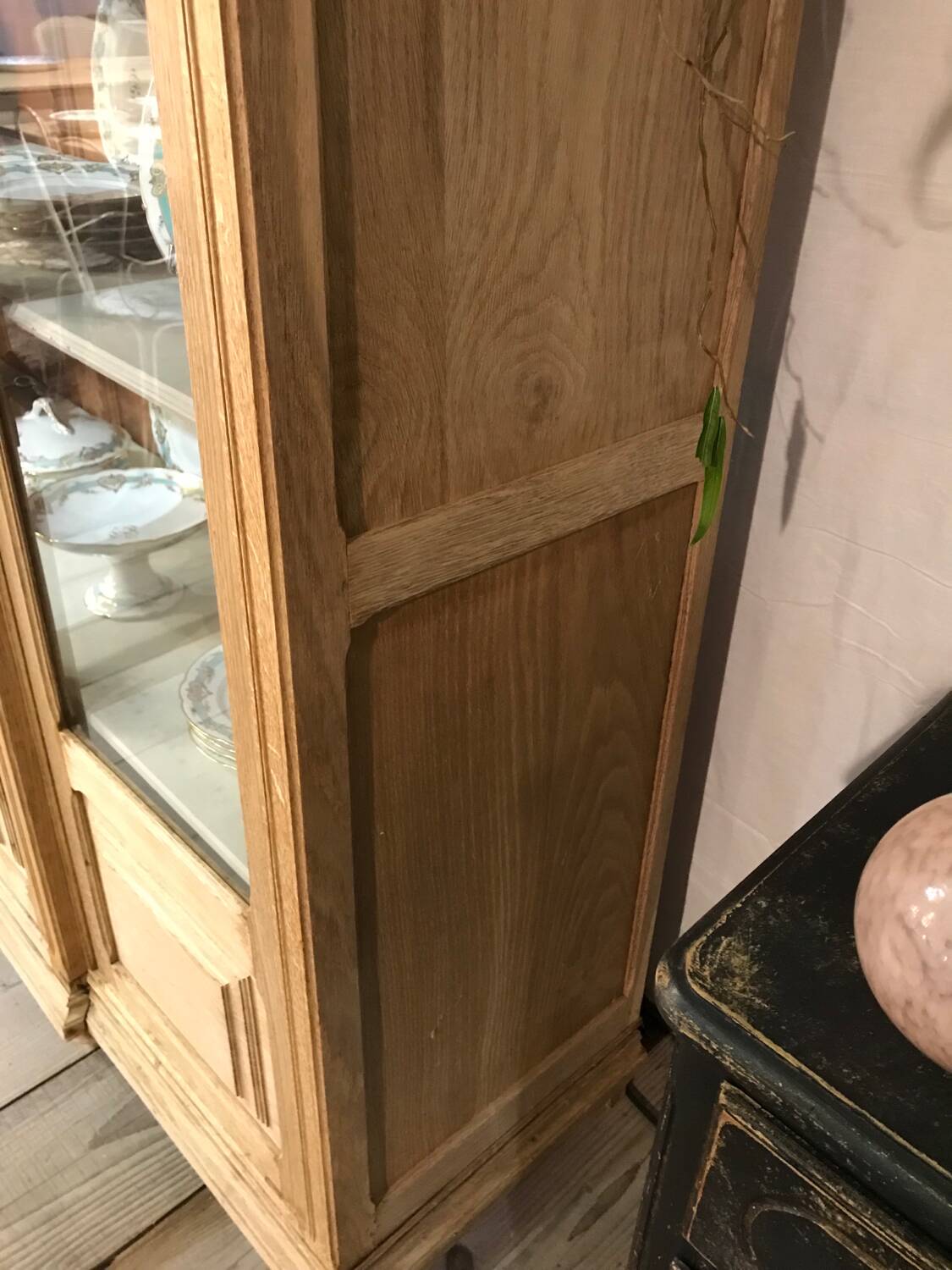 Pickled oak display bookcase