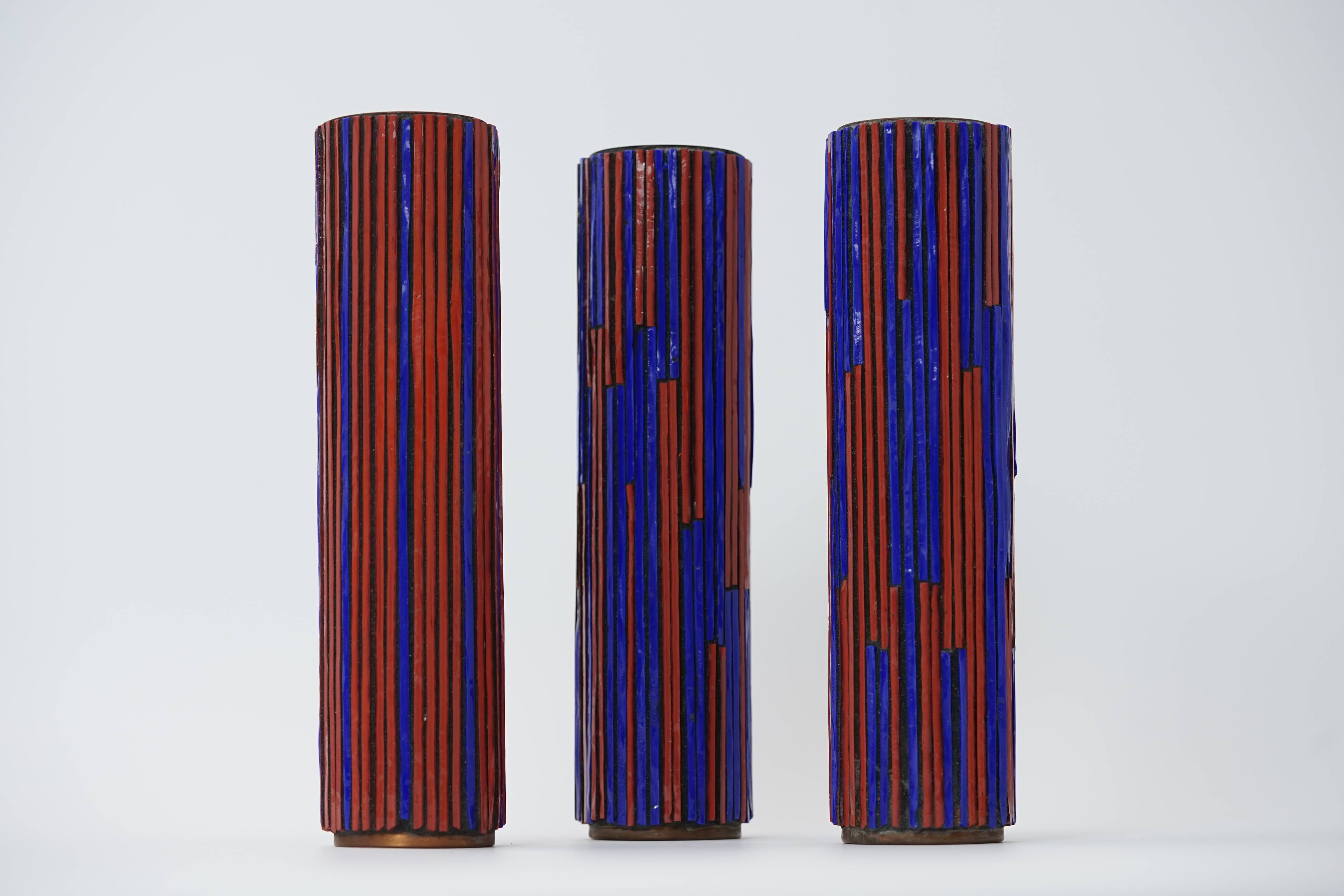 Pottery Mosaic Vases by W. Zimmermann for Ritter set of 3