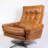 Armchair made in cognac leather, danish design from 1980s